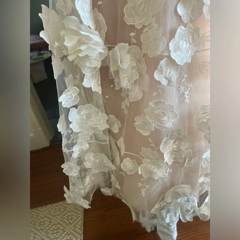 Mira Zwillinger wedding gown Floral Appliqué Illusion Off-Shoulder Gown